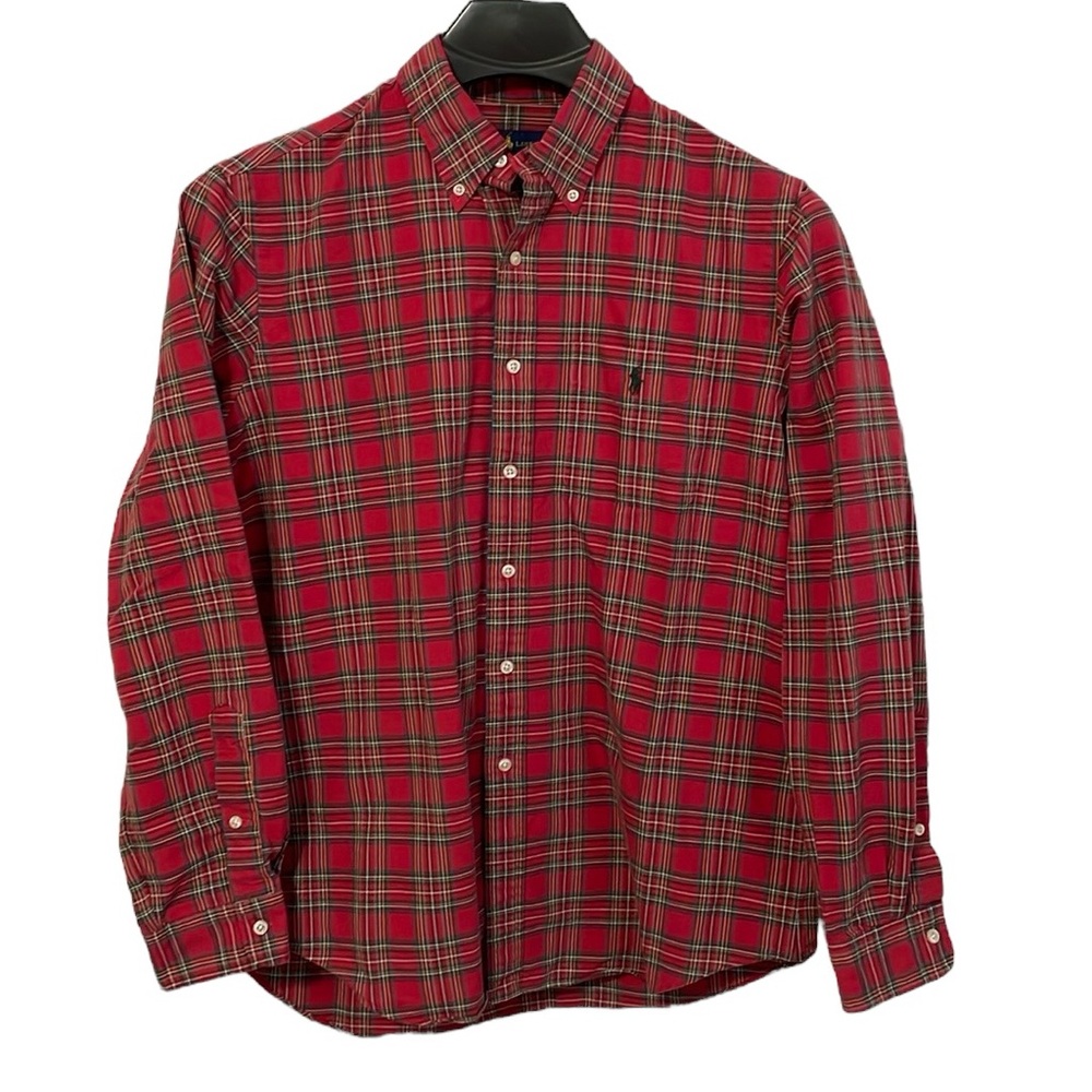 Ralph Lauren‎ men’s Size Large red tartan plaid long sleeve button down shirt.